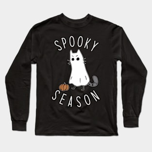 Ghost Cat Spooky Season Halloween Cat Long Sleeve T-Shirt